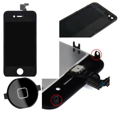 iPhone 4 Set Schwarz (Display+BackCover+Home-Button)