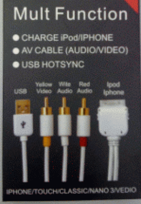 iPhone AV-Kabel mit USB und Klinke