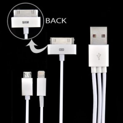 3in1 USB Adapter-Kabel für iPhone, iPad 4, iPod und Samsung