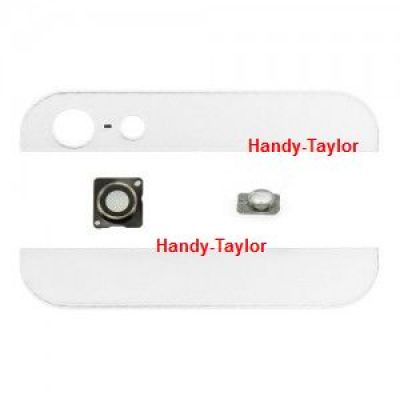 iPhone 5 Back Cover Set Weiß (Glas oben/unten)+Linsen