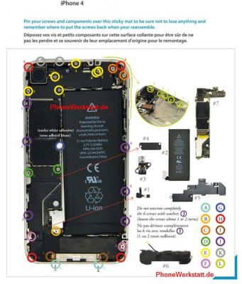 iPhone 5,4S,4,3GS,3G Schrauben-Klebevorlage