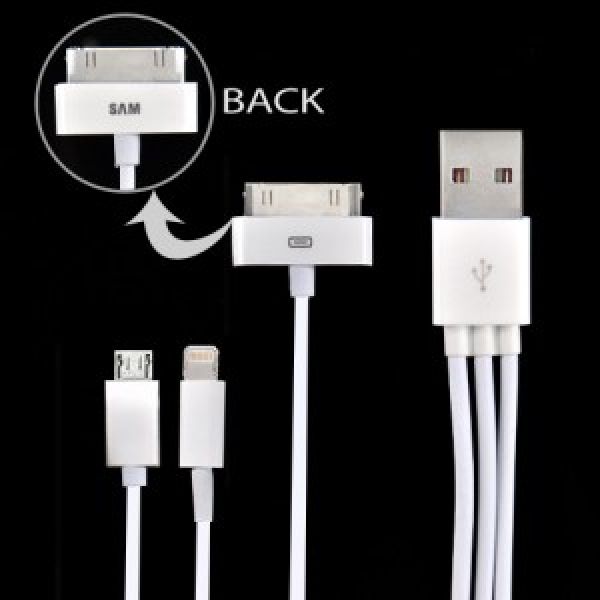 3in1 USB Adapter-Kabel für iPhone, iPad 4, iPod und Samsung