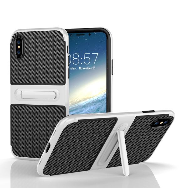 iPhone X, XS Plastic Bumper with Fiber Carbon TPU Case (Farbwahl)