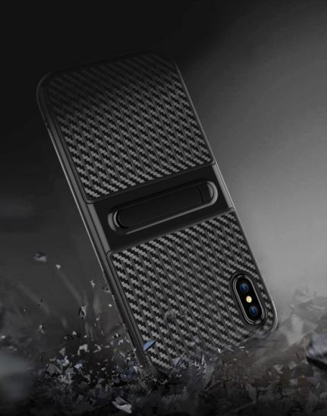 iPhone X, XS Plastic Bumper with Fiber Carbon TPU Case (Farbwahl)