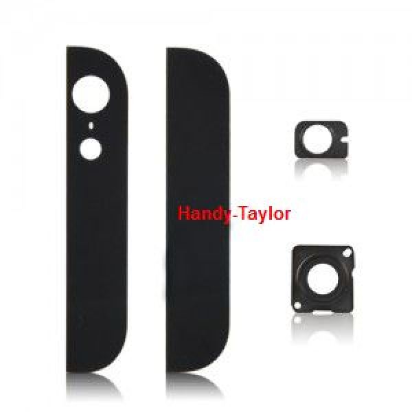 iPhone 5 Back Cover Set Schwarz (Glas oben/unten)+Linsen
