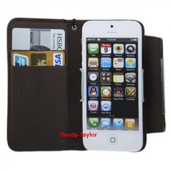 iPhone 5/5S Ledertasche Book Schwarz