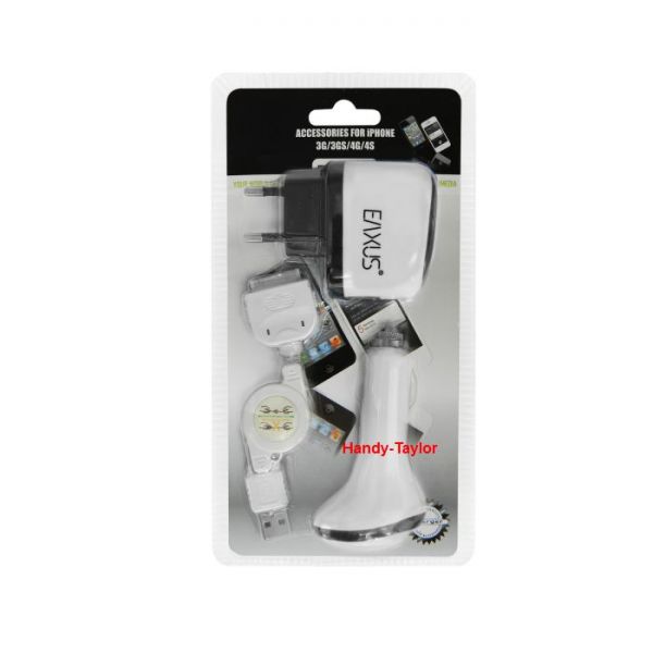 iPhone 4S,4,3GS,3G,2G Ladegerät-Set 3in1